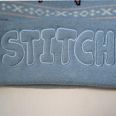 Stitch Pom Beanie - Women's winter Hat - Snowflakes and Stitch