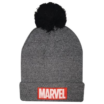 Mens Marvel Logo Beanie Bobble Hat