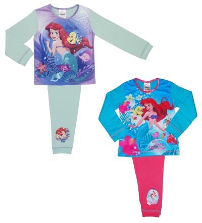 2 Pack Princess Ariel Girls Pyjamas - 18 Months to 5 Years