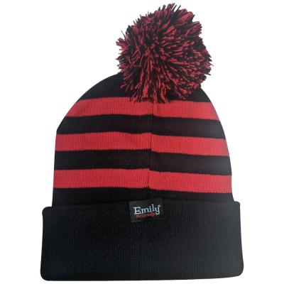 Emily the Strange Beanie - Women's Winter Hat - Striped Bobble Hat