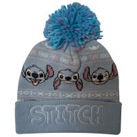 Stitch Pom Beanie - Women's winter Hat - Snowflakes and Stitch
