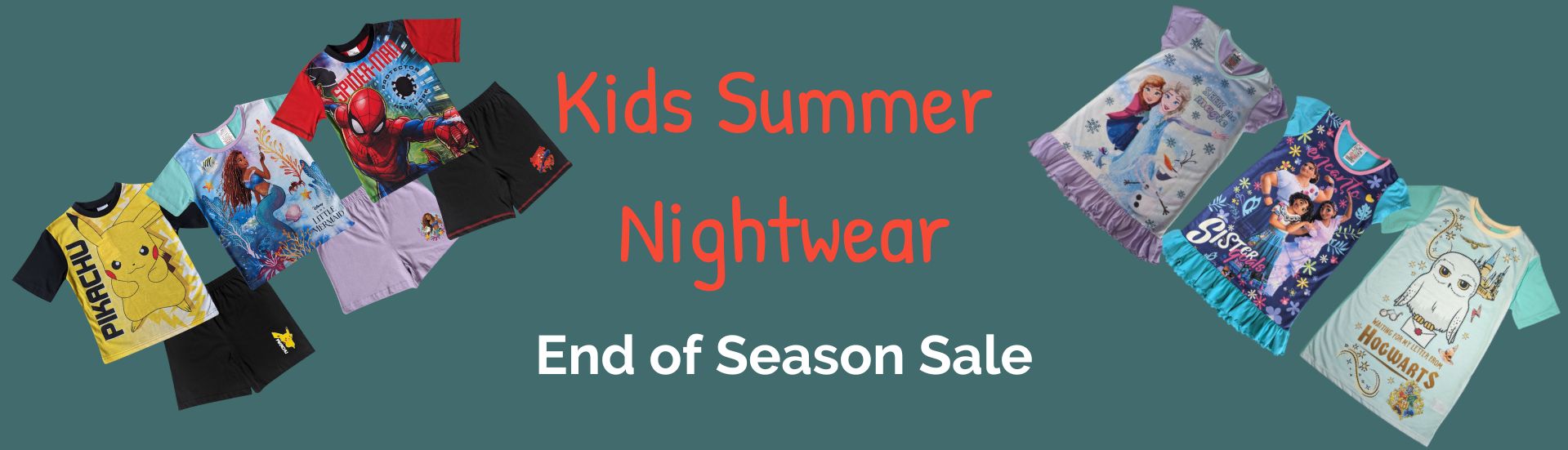 Image featuring childern&#39;s shortie pyjamas and nightdresses that are featured in the end of season sale