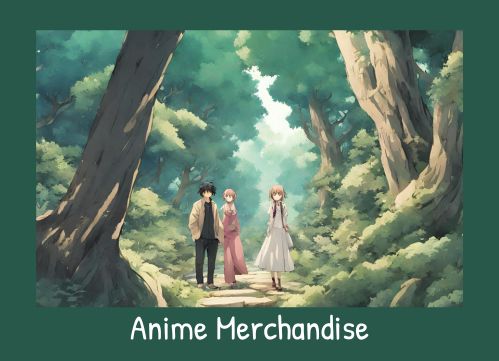A range of Anime themed merchandise from your favourite titles including, My Hero Academia, Attack on Titan and Naruto. The image shows an forest scene with anime style people walking throught he woodland path.