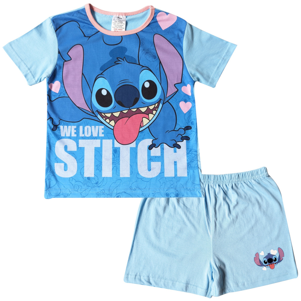 Girls Lilo and Stitch Short Pyjamas | Disney Short PJS | Pyjama Set for  Girls